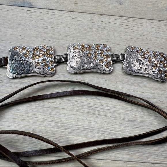Silver and Brown Embellished Belt